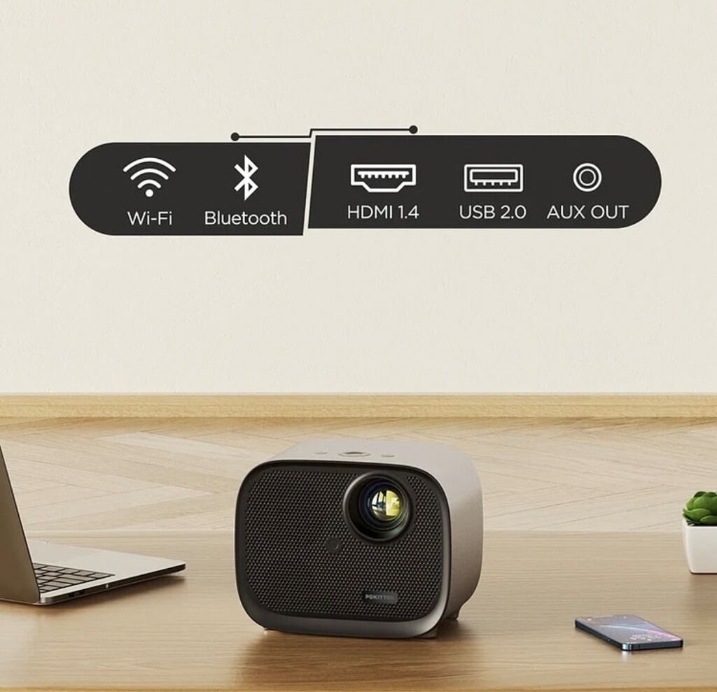 Máy chiếu Pokitter K1S, 1080P, chạy Android, kết nối điện thoại