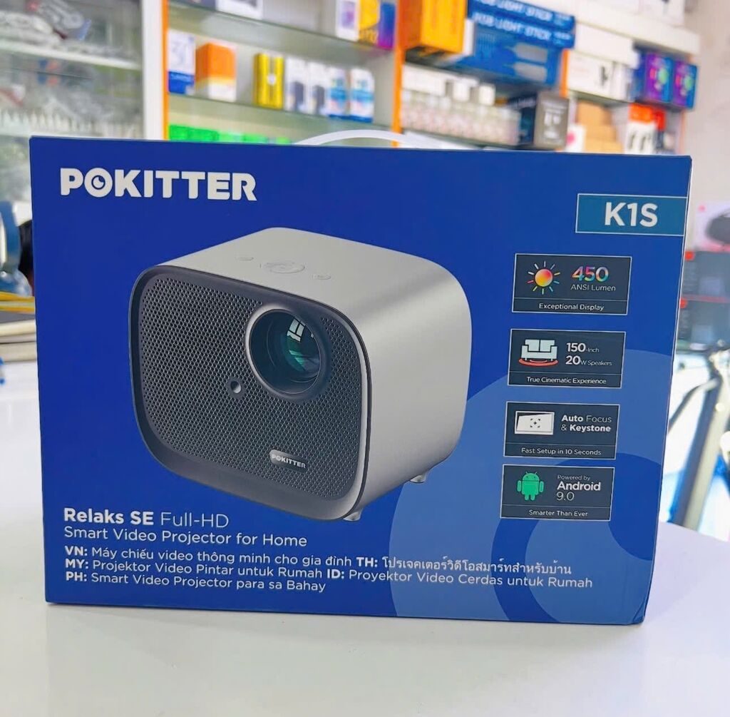 Máy chiếu Pokitter K1S, 1080P, chạy Android, kết nối điện thoại