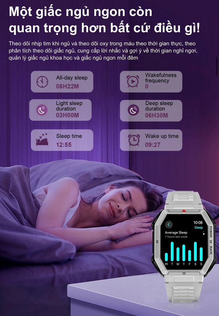 Đồng hồ thông minh DTNO.1 DT108, Nghe - Gọi điện thoại, đọc thông báo, chống nước IP68