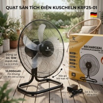Quạt Sàn Tích Điện Kuscheln 5 Cánh , Dung Lượng Pin 12000maH - Hoạt Động 24 Tiếng
