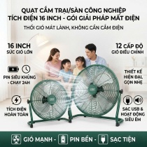 QUẠT TÍCH ĐIỆN EDKM. Lồng Kim Loại, 12 Tốc Độ Gió, Pin 4500mAh