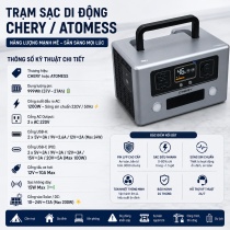 Trạm sạc di động CHERY 1200W AC , Sạc nhanh 100W, Sạc năng lượng mặt trời 200W